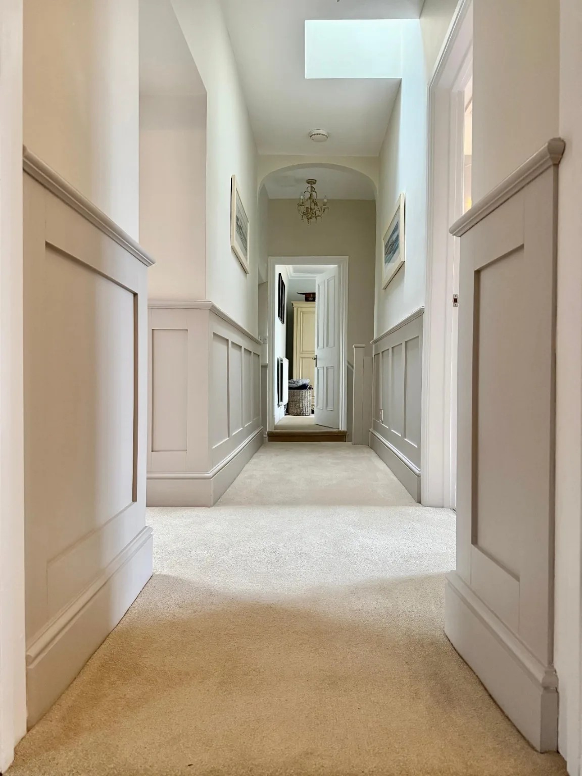 Finished hallway panelling and joinery